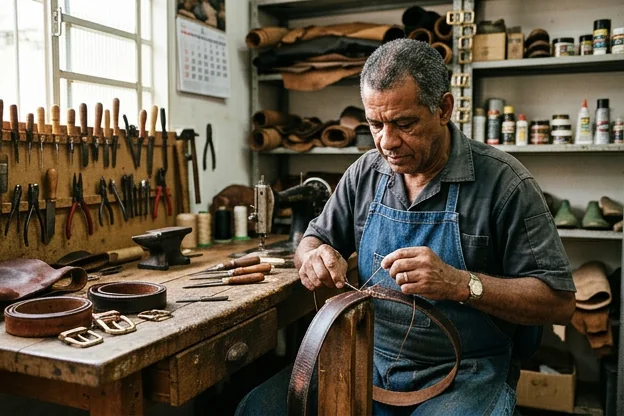 Serviço conserto de cintos de couro de O Polo Sapateiro Barretos em Barretos